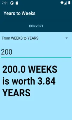 Years to Weeks converter android App screenshot 0