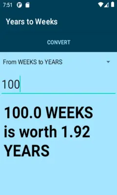 Years to Weeks converter android App screenshot 1