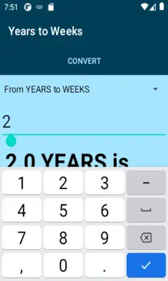 Years to Weeks converter android App screenshot 2